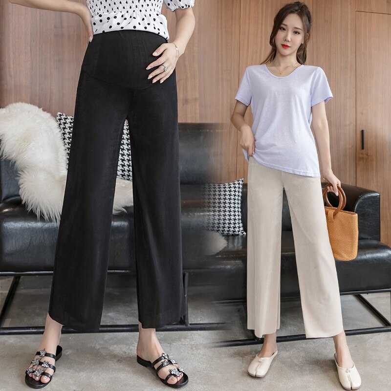 7080# Maternity Pants Summer Stylish Sweety Casual Pants Loose Comfy Belly Support Pants Elastic Waist Maternity Trousers