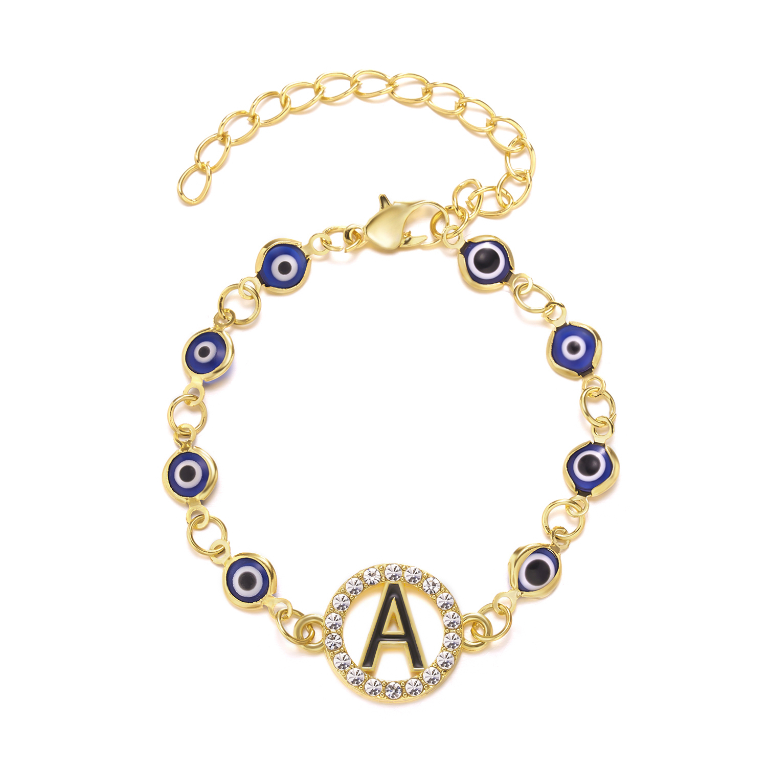 Bracelet porte-bonheur avec mauvais œil en turquie, bijoux esthétiques pour femmes, simples, tendance, réglables, à chaîne métallique: Or foncé