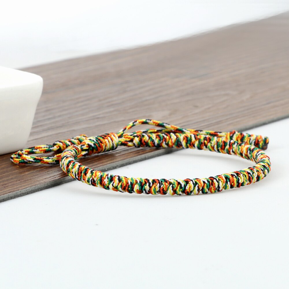 MultiColor Tibetano Buddista Benedetto Fortunato Intrecciato I Braccialetti Per Le Donne Gli Uomini Fatti A Mano Nodi Vintage Corda Dei Braccialetti Dei Monili Regolabile