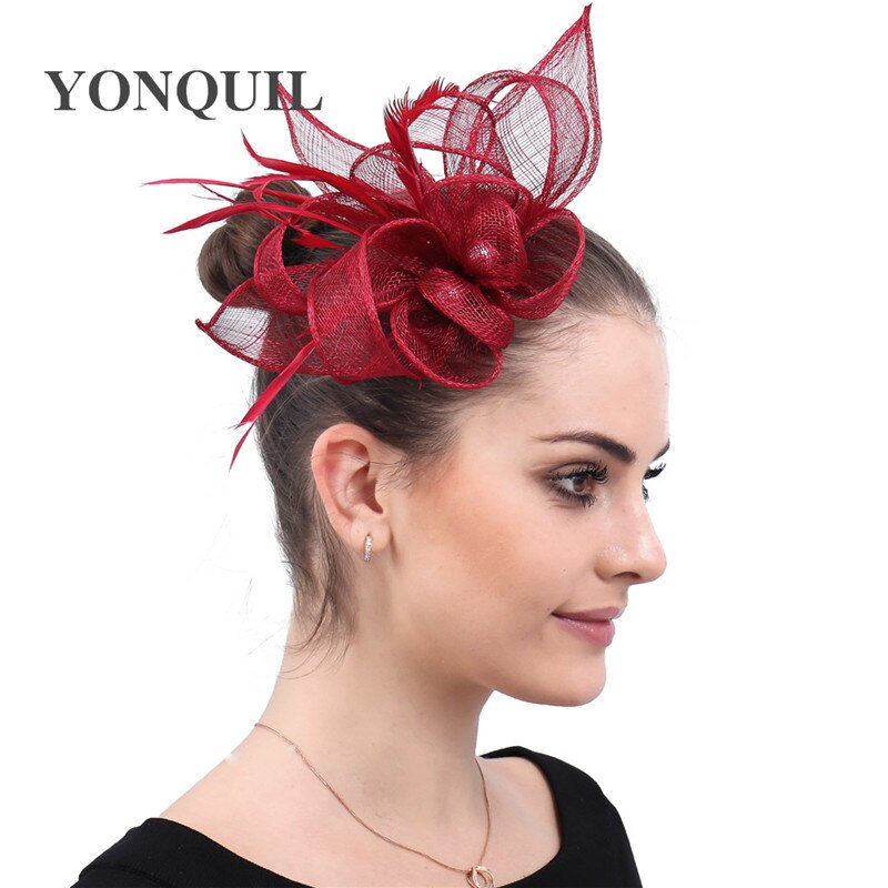 Chique veren hoofddeksels voor dames, dames fascinator, bruidshoofdtooi, chique veren haaraccessoires, kerkelijke linnen hoeden
