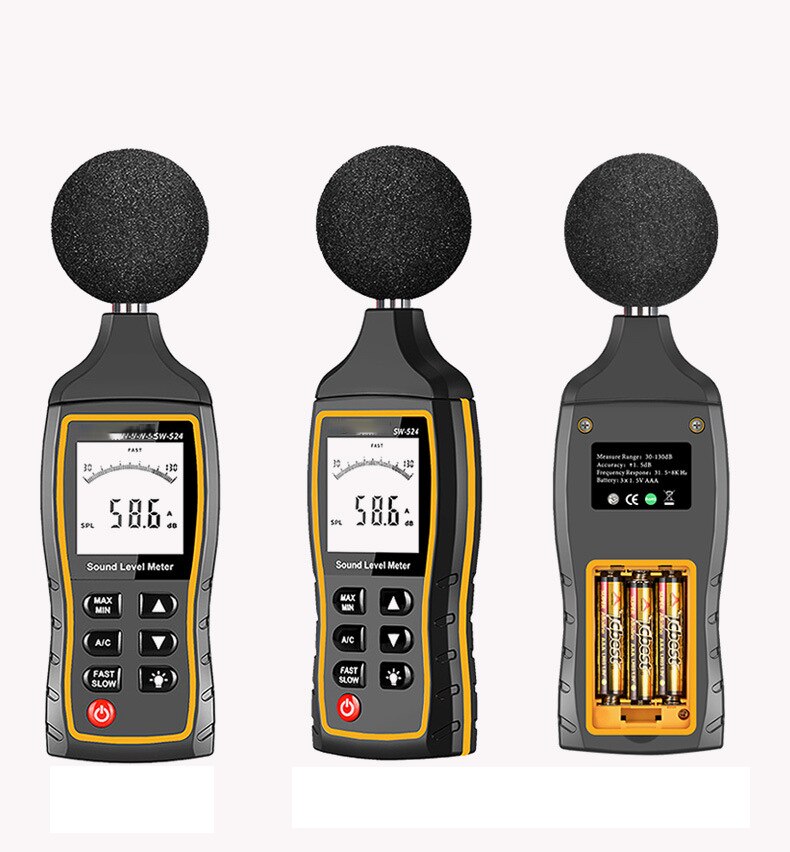 Digital Sound Level Meter Noise Volume Measuring Instrument Decibel Monitoring Tester 30-130dB USB Data Storage Alarm