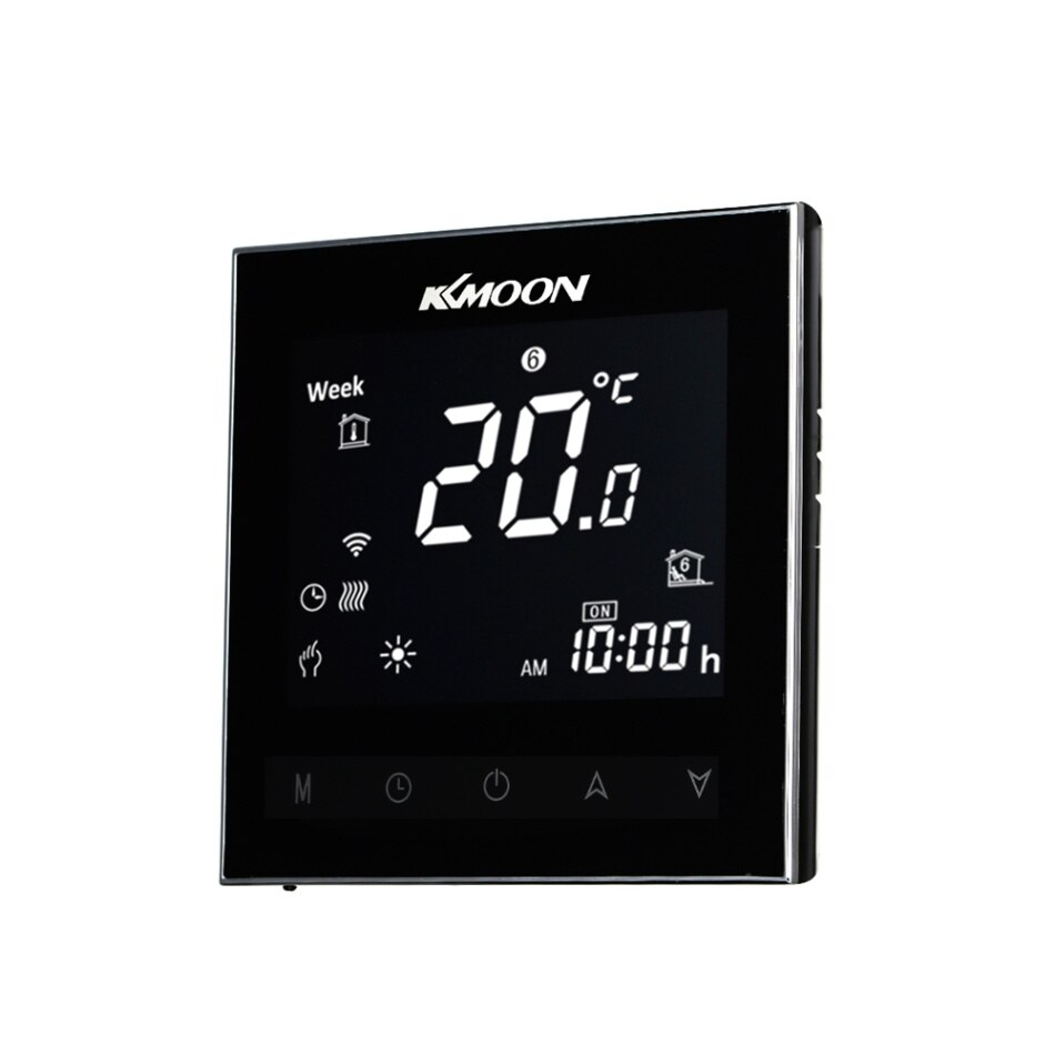 Controlador de temperatura con termostato WiFi para calefacción de suelo y Sensor de aire, funciona con Alexa, e IFTTT Google Home, CA 95-240V, 16A: Negro