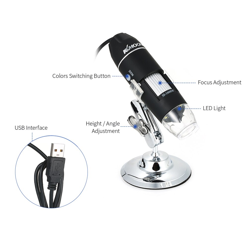 1600X USB Digital Mikroskop Lupe mit OTG Funktion Endoskop Kamera 8LED Licht Lupe mit Metall Stand