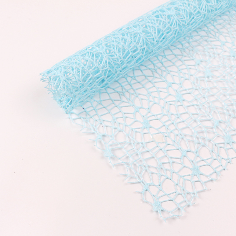 2Sheet 50*66cm Jacquard Wild Goose Net Flower Wrapped Yarn DIY Craft Party Valentine's Day Rose Bouquet Wrapping Mesh Gauze: Light blue