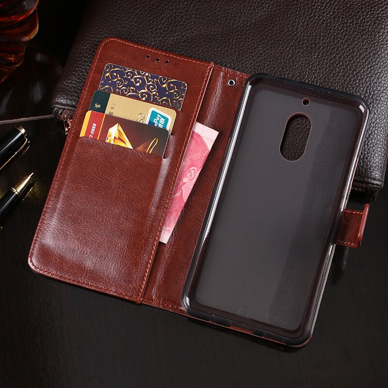 Casos de luxo para nokia 6 caso 5.5 "capa de telefone ímã flip suporte carteira de couro para nokia6 ta-1021 1033 1000 1003 saco coque