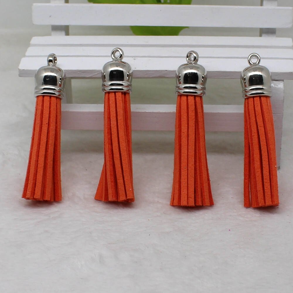 58 mm kwastjes van suèdemix voor sleutelhangers, sieraden, mobiele telefoonbandjes, , 50 unids leren kwastjes, doe-het-zelf accessoire: 6