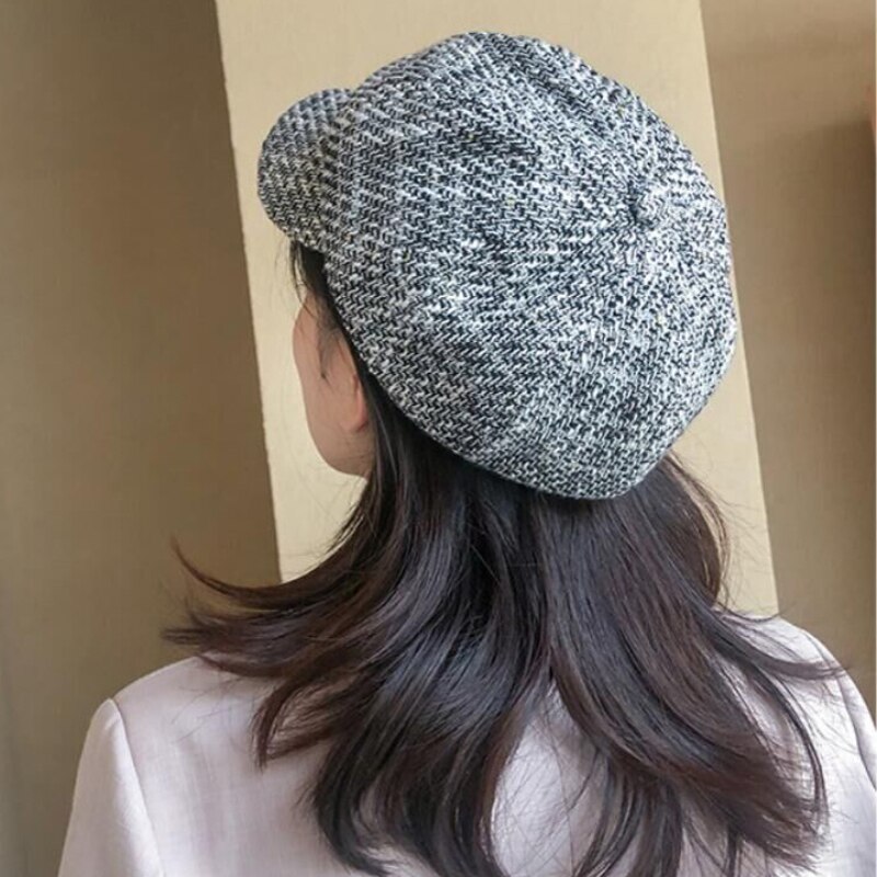 Ht3245 kvinner baretter dame årgang åttekantet nyhetsgutt lokk kvinnelig rutete retro kunstner maler beret hatt vår høst hattemaker til kvinner