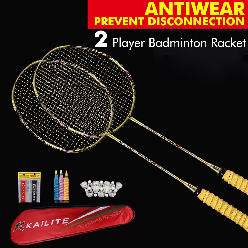 2 Pieces 4U G5 80g Carbon Fiber Badminton Racket Carbon Badminton Racquet 22-28 LBS