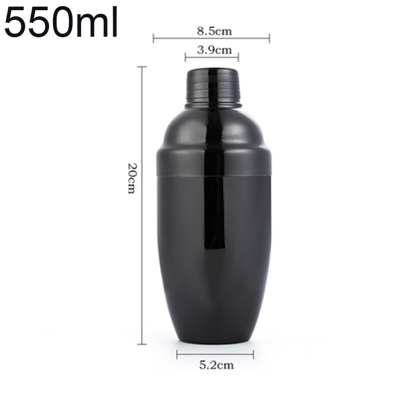 550ML/750ML Cocktail Shaker Mixer Stainless Steel Wine Boston Shaker Glass 400ml Bartender Drink Party Rose Gold Bar Tools: Black 550ML