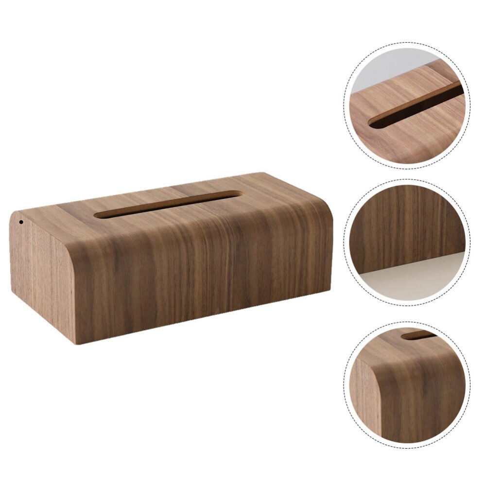 1Pc Houten Tissue Doos Decoratieve Servet Doos Eenvoudige Desktop Tissue Houder (Bruin)