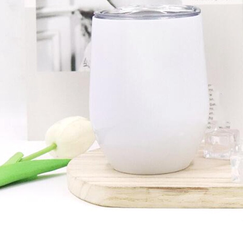2 st 12oz rostfritt stål äggskal kaffe dubbellager vakuumisolerad tumbler kopp dryck med lock vin kaffe dryck