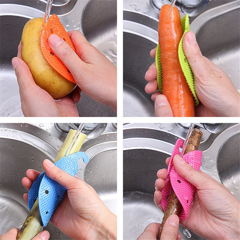 Escova de limpeza de frutas e vegetais, escova criativa de pvc para cozinha, acessórios para cozinha, 1 peça