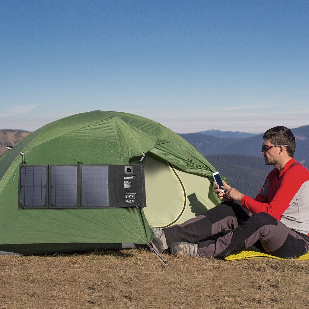 Suaoki 21W panneau solaire pliable panneau solaire 10 en 1 connecteurs pour charger les Smartphones