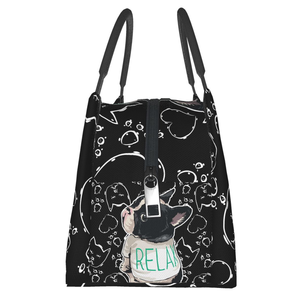 NOISYDESIGNS Kawaii Portable Lunch Bag French Bulldog Print Thermal Insulated Lunch Tote Cooler Picnic Handbag Bento Pouch Women