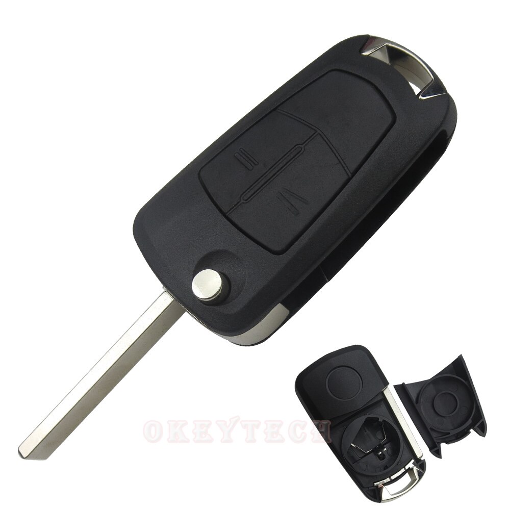 Carcasa de llave abatible para Opel Astra H, Corsa D, j, insignia g, vectra c, mokka, zafira, 2 botones, funda de llave remota plegable, Fob, espacios en blanco automáticos