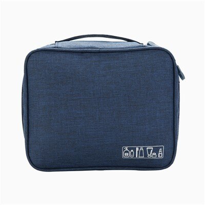 Bolsas de viaje para cosméticos Oxford, a prueba de agua, para hombre y mujer, bolsa de aseo de maquillaje portátil, doble capa, organizador, bolsa de belleza, funda: C-navy