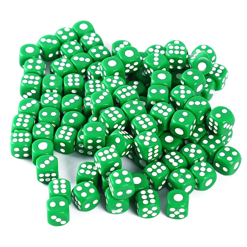 100 Pcs Opaque 13mm Six Sided Spot Dice Party Dice Gambling Game Dices BBQ Party Family Plastic 1 Pack Fun Game Multicolour