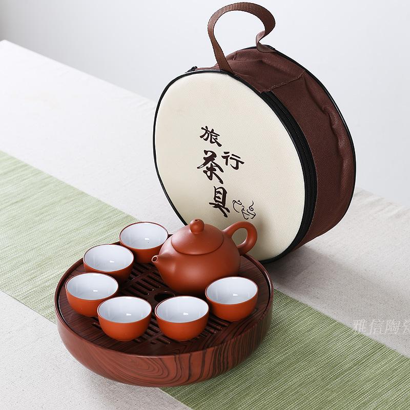 Draagbare dragen pakket Zisha Theepot Cups Plastic Thee Lade pakket China Kung Fu Thee Set Eenvoudige mini outdoor reizen Thee set