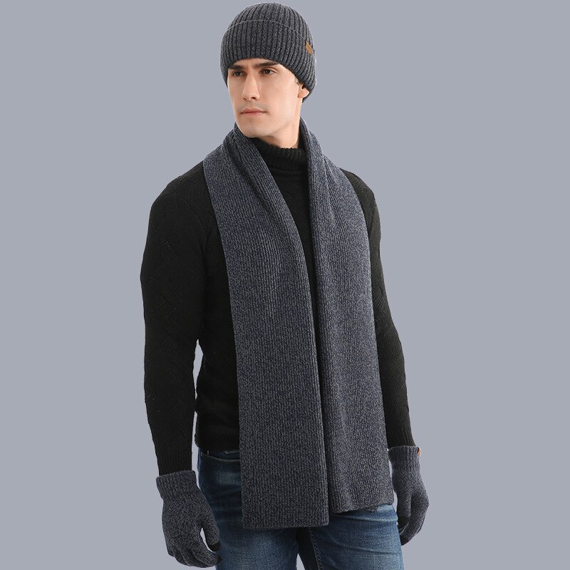 Écharpe épaisse en laine tricotée pour homme, costume , couleur mixte, trois , automne et hiver