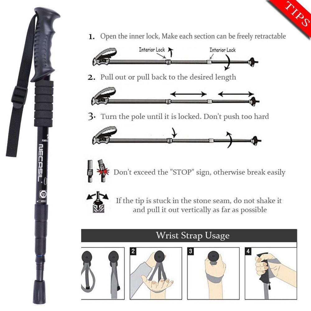 2pcs/lot Trekking Poles Lightweight Shock-Absorbent Hiking cane Walking Stick 4 Season/All Terrain Accessories and Carry Bag