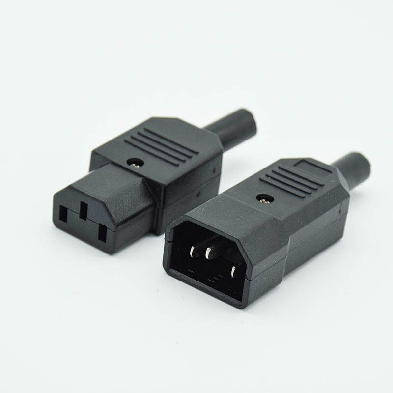 Conector de enchufe de Cable recto IEC C13 C14 10A 250V, negro, hembra y macho, conector de alimentación recargable de 3 pines, toma de CA: Male and female