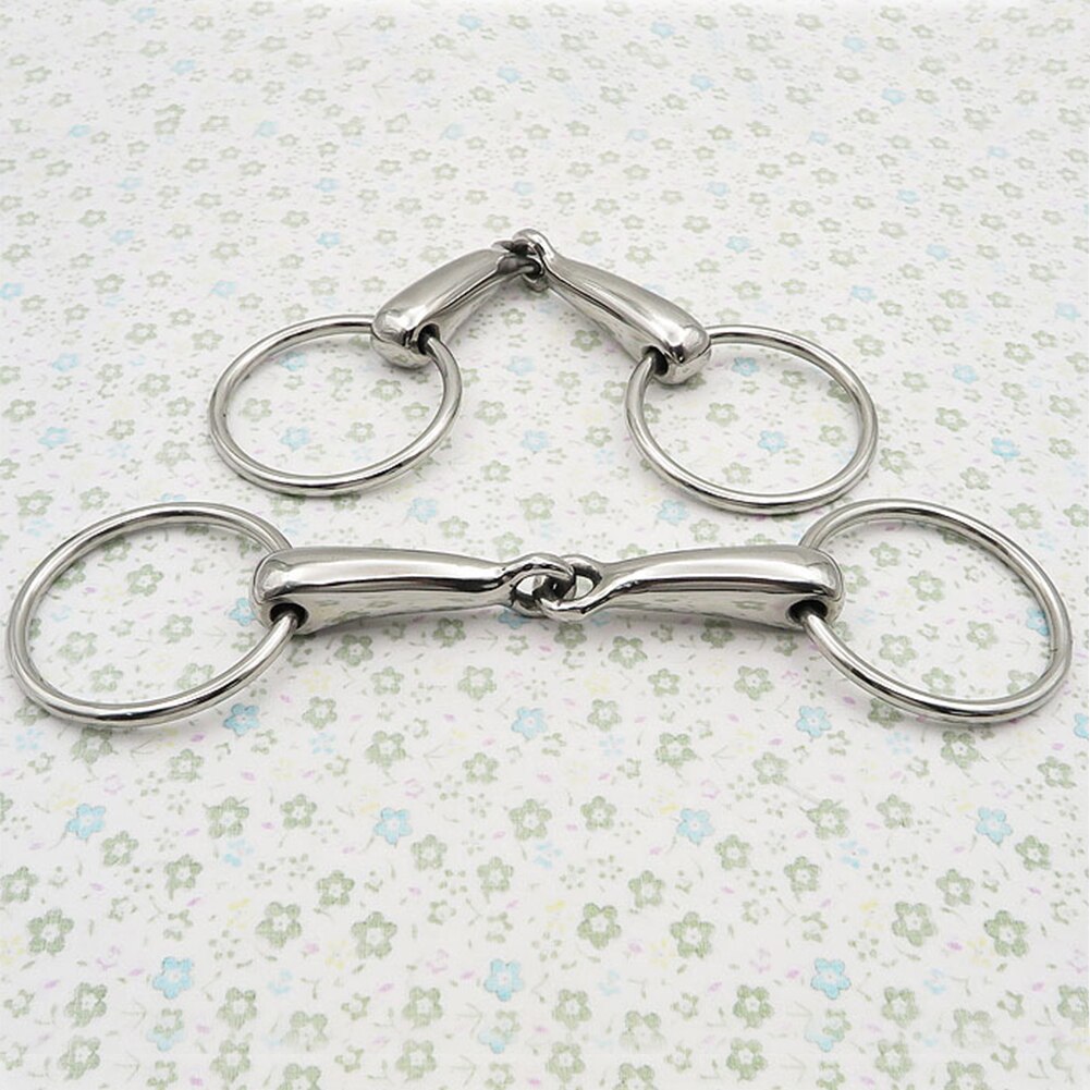 Equipo de acero inoxidable Snaffle Bit duradero pulido anillo de boca portátil curvo caballo Mini Accesorios