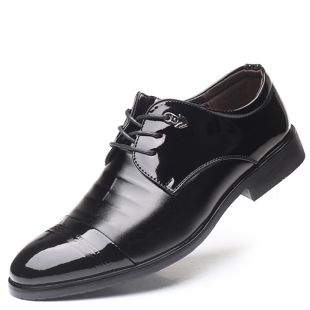 Men's Autumn Black Dress Shoes Men's Business Form... – Grandado - Black Formal Shoes Large Size Plush Leather