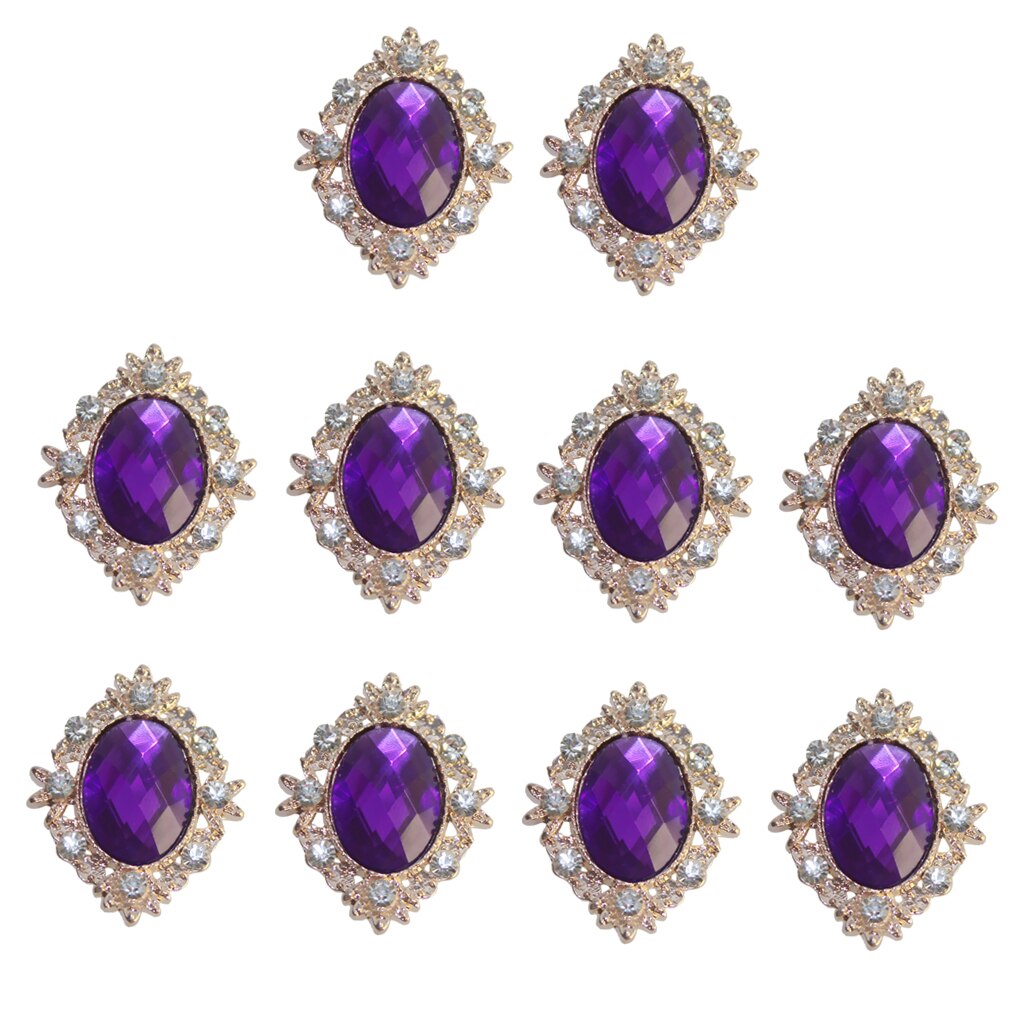 10 Pcs 25 Mm Strass Cabochons Plaksteen Crystal Knoppen Versieringen Bruiloft Sieraden Telefoon Decor Diy Kledingstuk Naaien Acce: Dark Purple