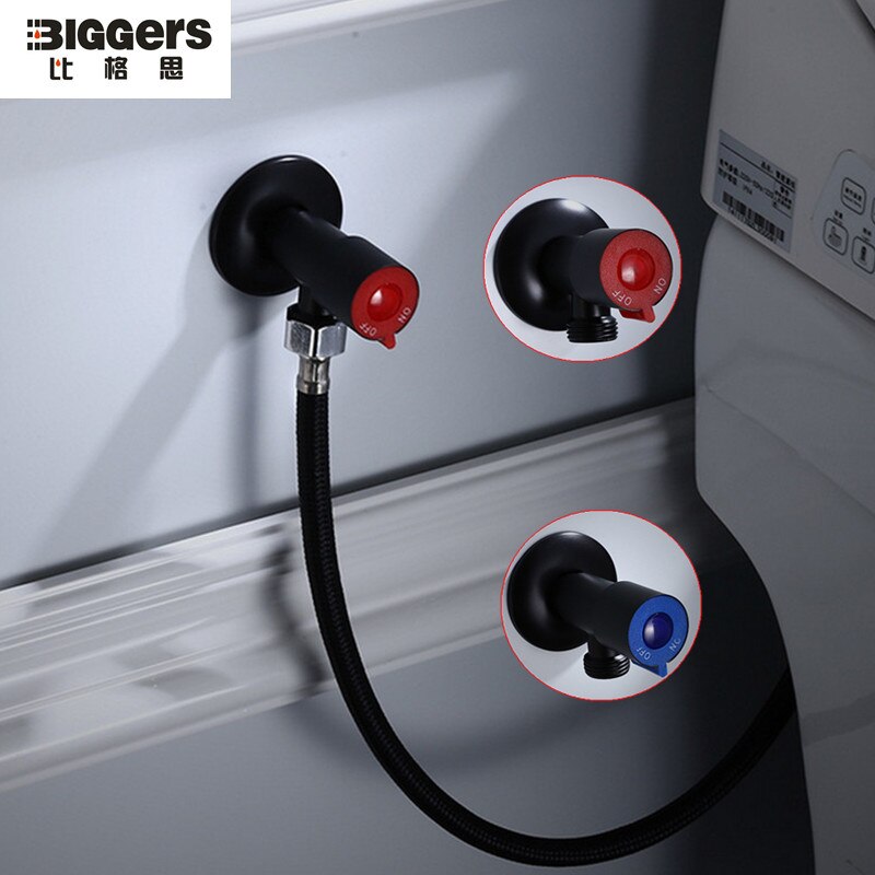 304 stainless steel black color toilet filling valve 1/2" bidets toilet water hear angle valve