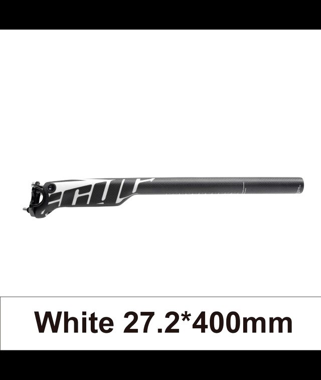 Bike Full Carbon Fiber Seat Post MTB Mountain Bike Road Bicycle Ultralight Seat Tube 27.2/30.9/31.6mm*350mm/400mm Bike Seatpost: 27.2x400mm White
