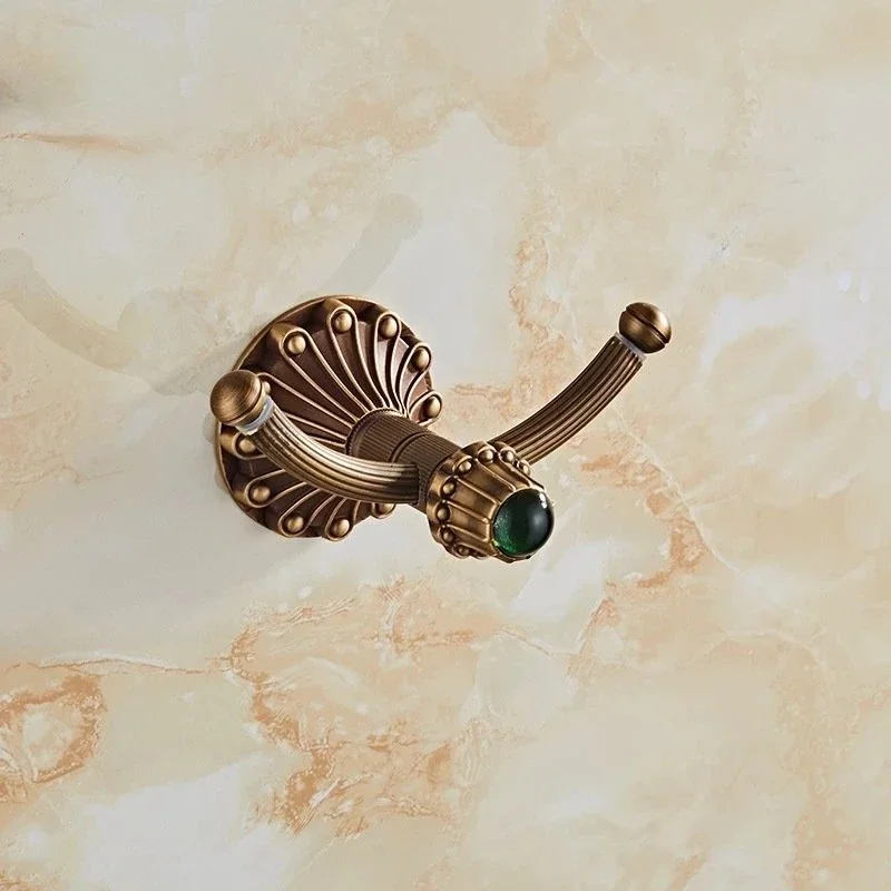 Accesorios de baño de latón antiguo, toallero de baño tallado Retro, portavasos, soporte para cepillos, estante de almacenamiento, accesorios de baño: BLANCO