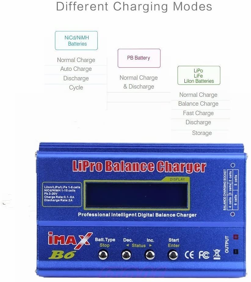 Battery Lipro Balance Charger iMAX B6 charger Lipro Digital Balance Charger 24v 3A Adjustable Power Adapter Charging Cables