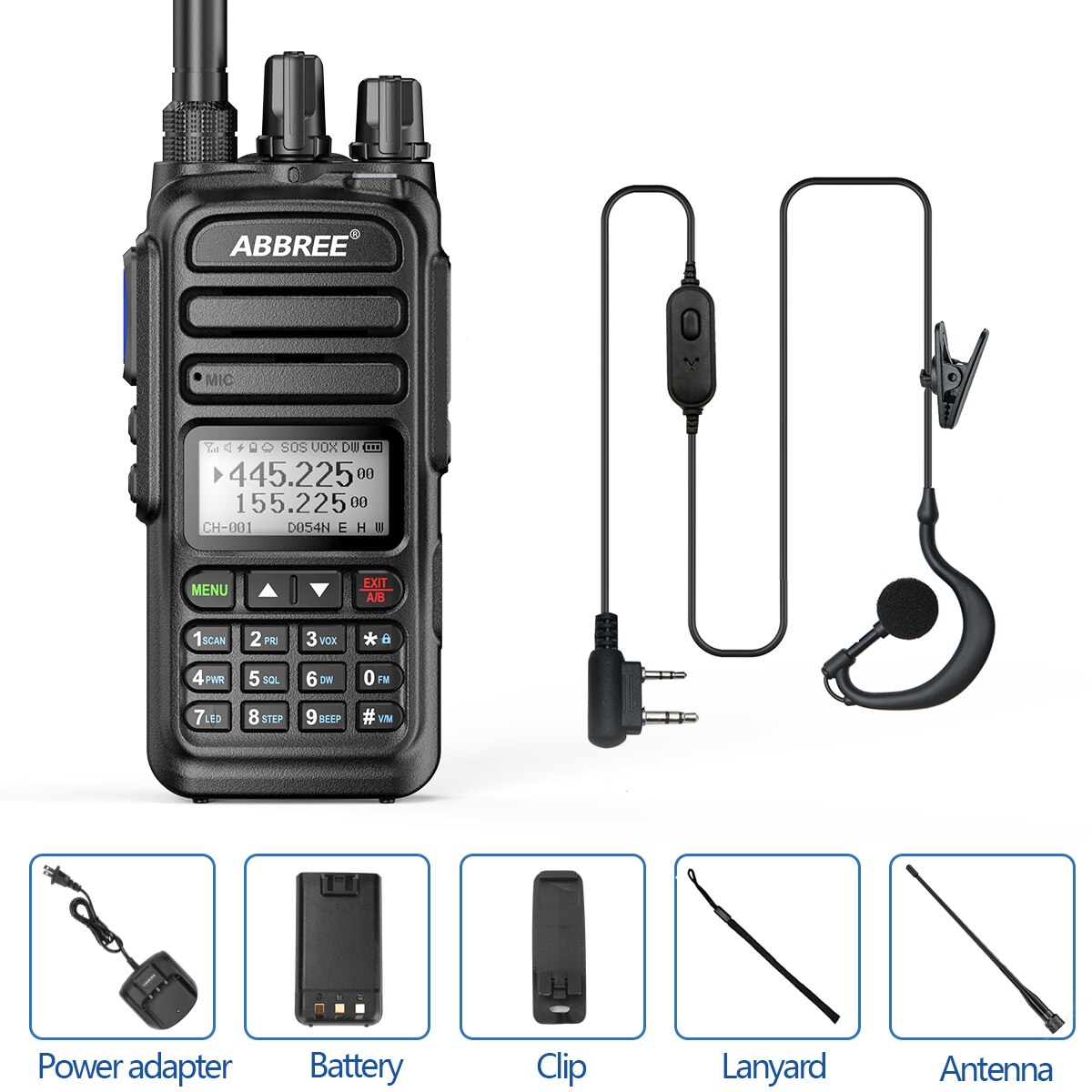 ABBREE-walkie-talkie AR-830, banda de aire de 136-520MHz, frecuencia de copia inalámbrica, soporte tipo C, Radio bidireccional Amateur: add headset