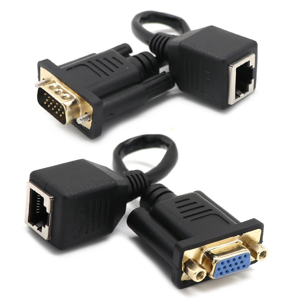 0.15 Meters VGA Extender to Lan Cat5 Cat5e RJ45 Converter Ethernet Adapter Cable Black Male Female Extender Adapter Other(other)