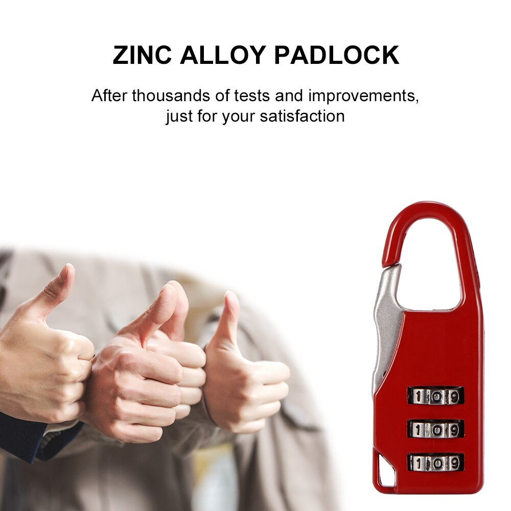 3 Dial Digit Mini Coded Keyed Anti-Theft Locks Password Combination Padlock Suitcase Metal Code Lock Multi Colors Safe