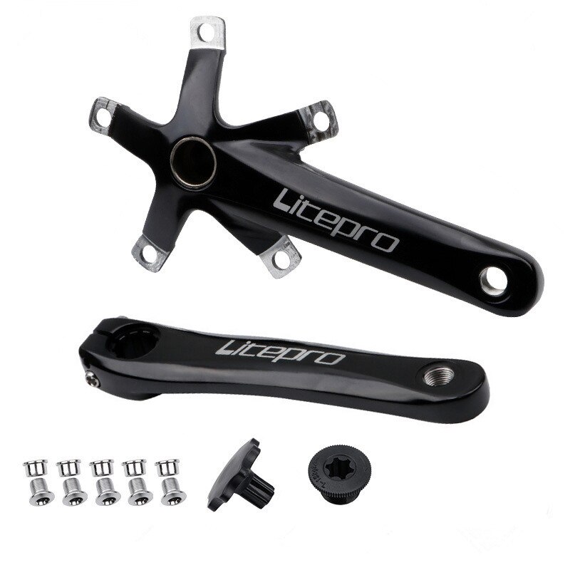 Juego de bielas para bicicleta de carretera, piezas de soporte inferior BB, hueco, brazo de manivela Integral plegable, 130BCD, 130 BCD, 170 de longitud: Black Crank