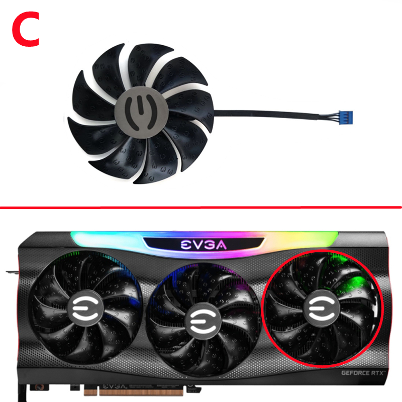 88mm 4 stift pld 09220 s 12h grafikkortsfläkt，för evgar rtx 3090 rtx 3070 rtx 3080 rtx 3080 ti grafikkort kylfläkt: C