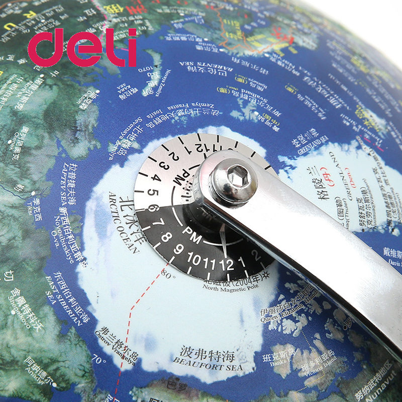 Deli LED light Stereoscopic 3d World Earth Globe Map Geography Educational metal Stand Home Ideal Miniatures office gadgets