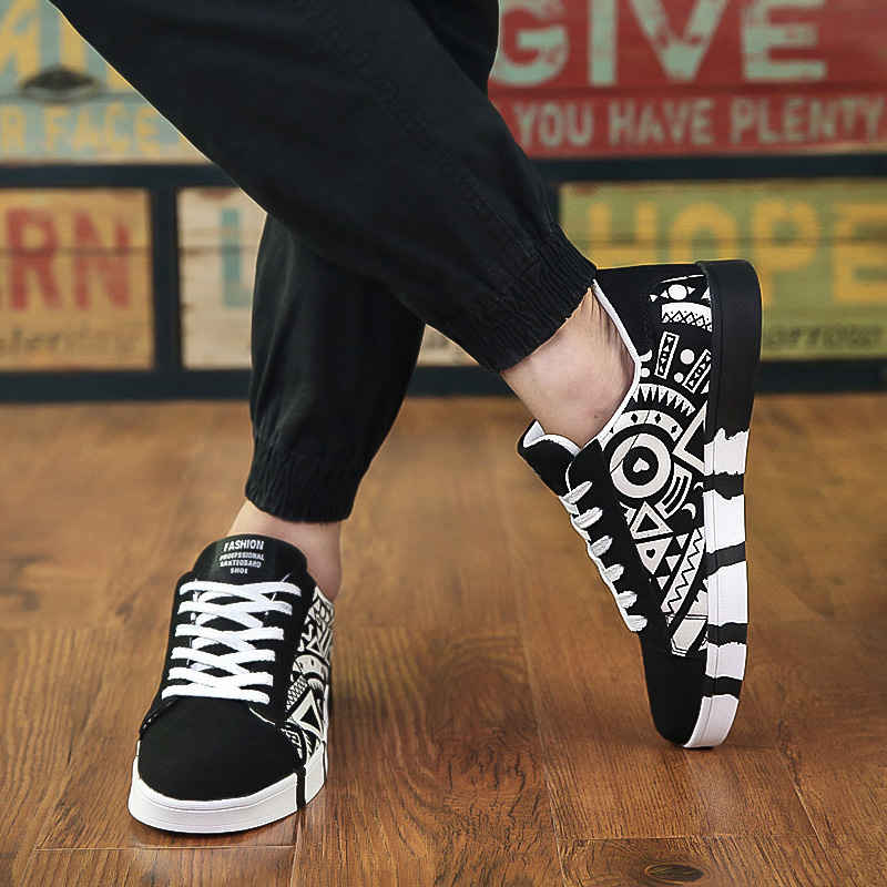 Plimsolls herenschoenen print lage top heren sneakers hiphop heren casual schoenen zomer kruisbandjes heren zapatos vulcanize schoen  c63