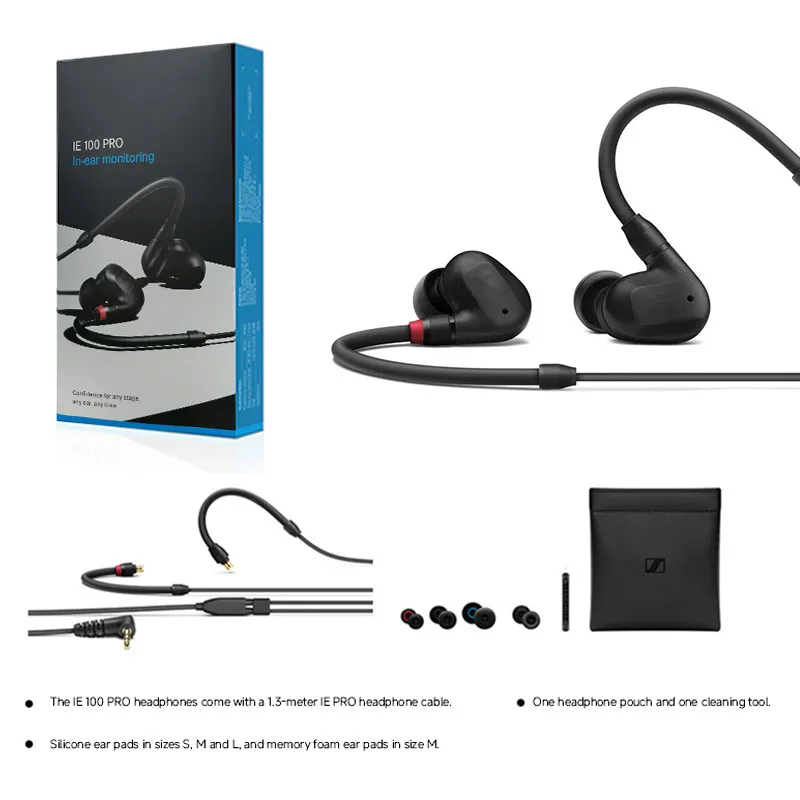 IE 100 Pro Dynamic In-Ear Wired Monitoring Headphones with Noise Isolation Detachable Cable for Music Production: Default Title