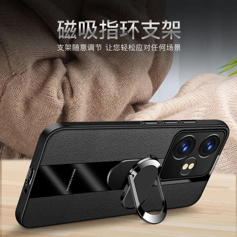 Voor Realme GT Neo 6 Case Magnetische Ring Back Cover Voor Realme GT Neo6 6 SE GT6 6T Luxe lederen Capa Siliconen Schokbestendige Bumper