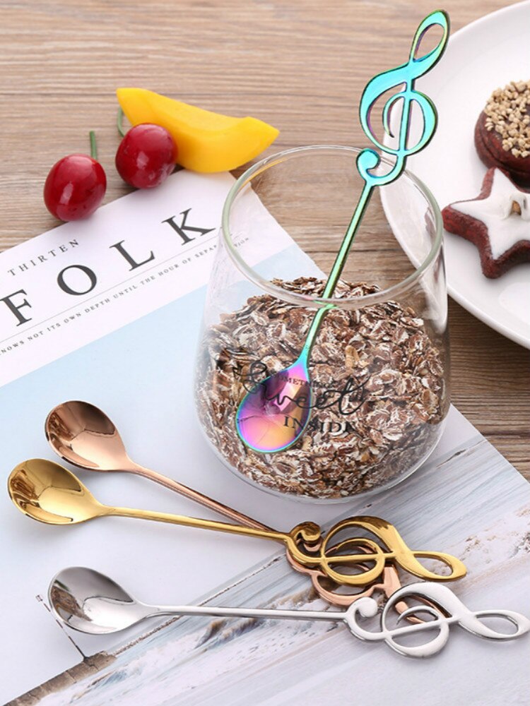 Sked liten glod silver rostfritt stål rund te kaffesked för yoghurt glass dessert långskaftad sked bestick kök