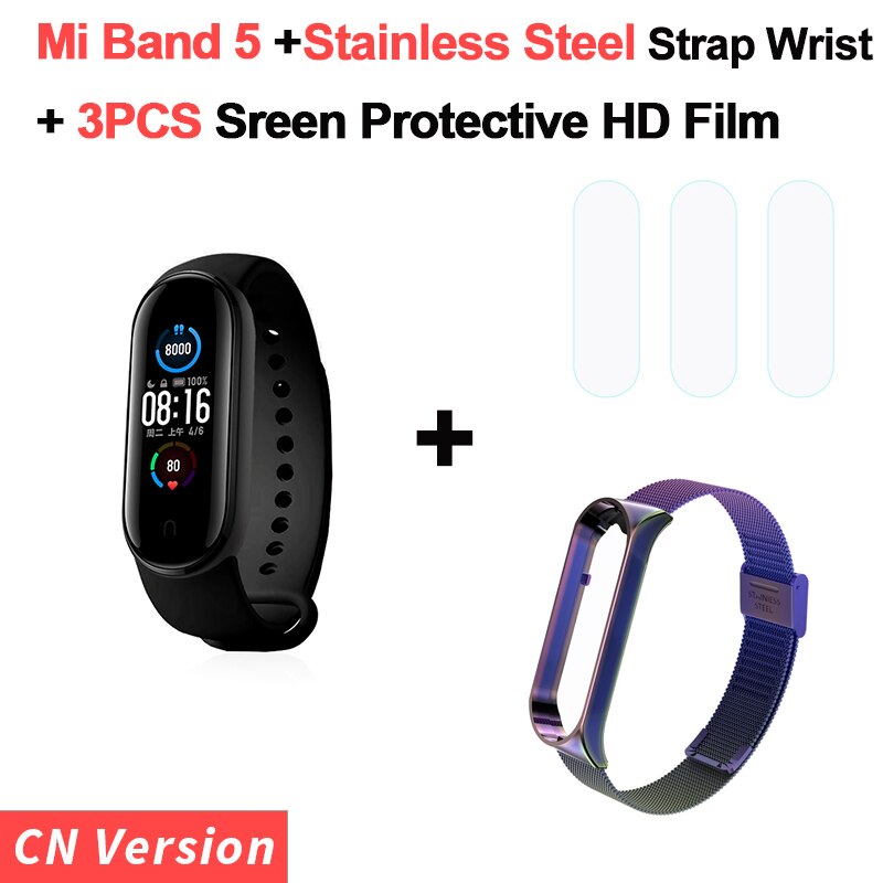 Original Xiaomi Mi Band 5 Smart Bracelet 1.1" AMOLED Colorful Screen Heart Rate Fitness Tracker Waterproof Mi Band 5 Wristbands: 8