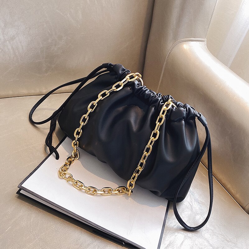 Chaîne s forme sacs pour femmes bandoulière épaule sac de messager femme sacs à main et sacs à main: Black