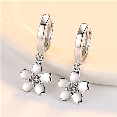 Nehzy 925 Sterling Zilveren Vrouw Mode Persoonlijkheid Sieraden Schattige Kleine Verse Eenvoudige Kleine Cherry Vrouwelijke Bloemen Oorbellen: 1150