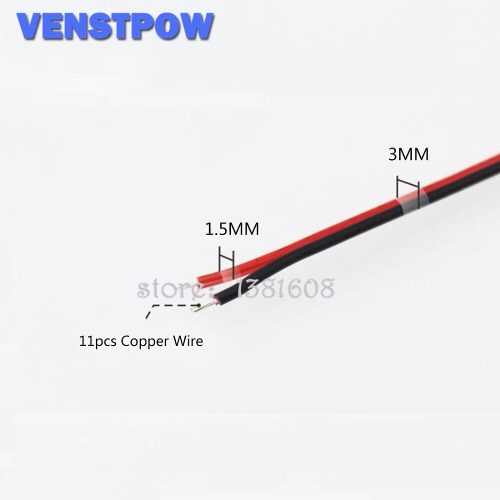 5M/Lot Red Black 2Pins 24AWG LED Extension Thinned Copper Wire Cable with wire cross-section 0.2 PVC Insulated Wire for Car