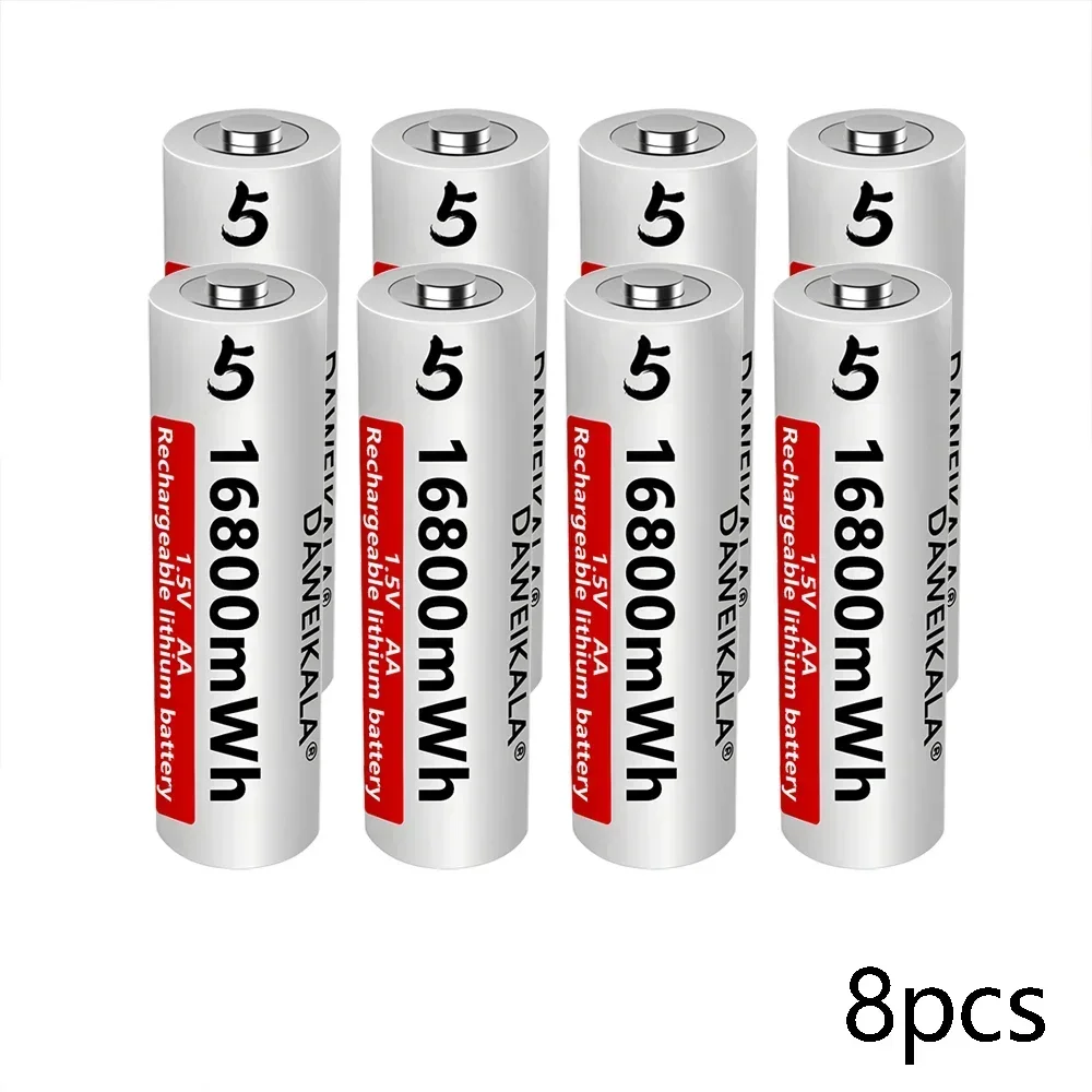 Batería AA de iones de litio de 1,5 V, baterías recargables AA de alta capacidad de 16800mWh para Control remoto, batería de juguete, carga rápida ligera: Rosa