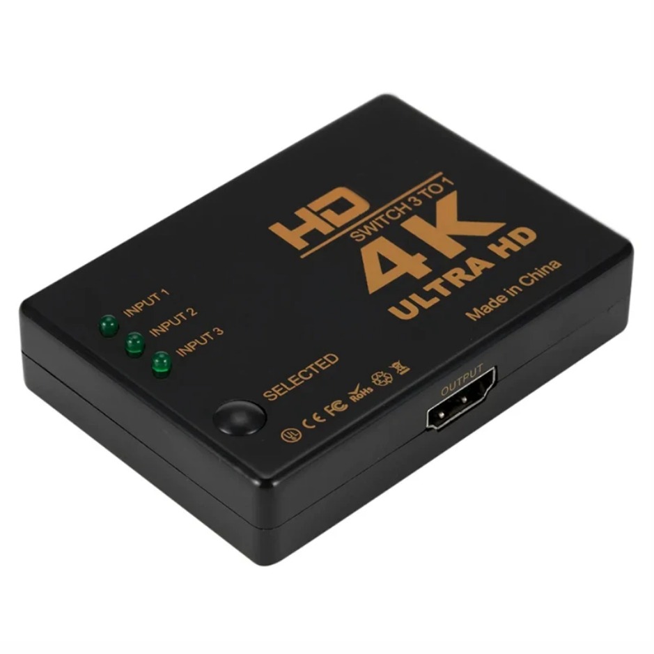 XIKCU HDMI Switch 4K Switcher 3 In 1 Out Full HD 1080P Video Cable Splitter 1x3 Hub Adapter Converter For TV Box HDTV PC