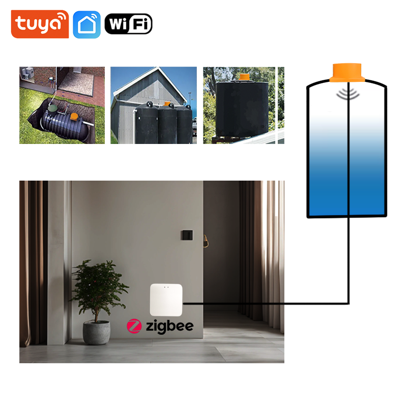 ME201WZ – détecteur d'application Mobile sans fil Zigbee Tuya, capteur de niveau de liquide, d'eau, de carburant, d'huile, indicateur d'alarme, moniteur de réservoir à distance