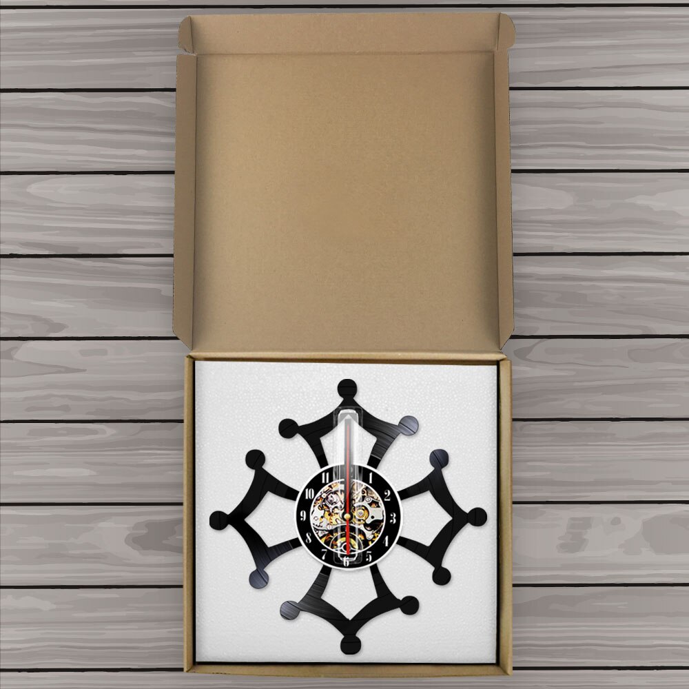 Reloj de pared Croix ocitane Vintage de vinilo LP con grabación, reloj de cuarzo con símbolo de ociania, reloj de barrido silencioso con luz de fondo LED, lámpara de humor